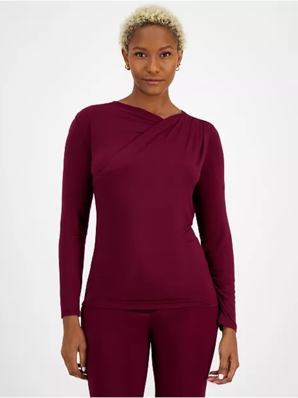 Bar III Women’s Asymmetric-Neck Long-Sleeve Top